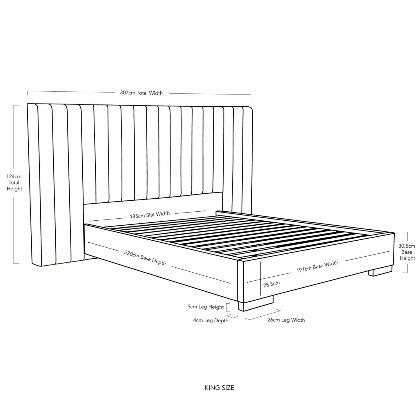 RENEE – FULL BED WITH WING – OATMEAL - KING
