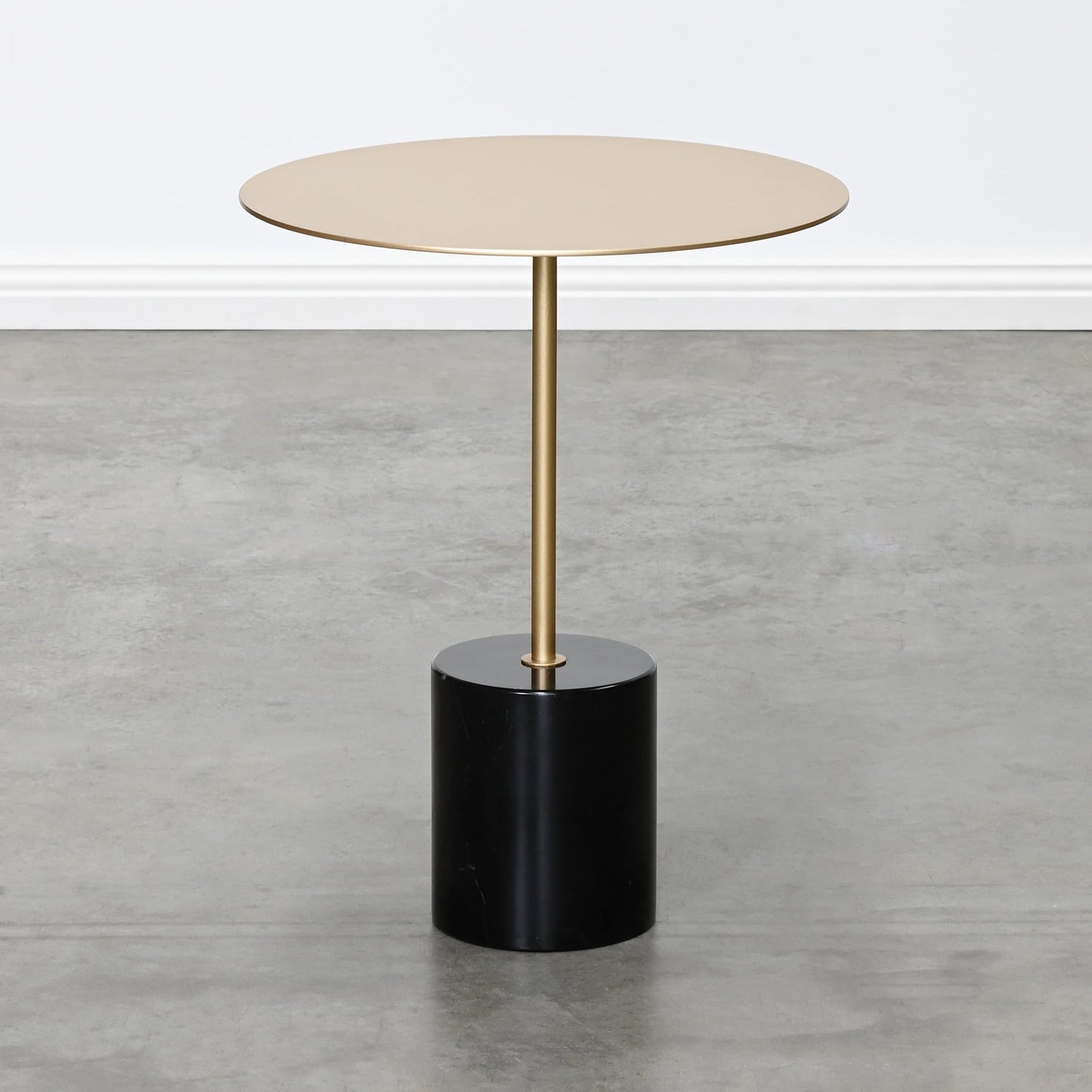 BRAZIL SIDE TABLE – GOLD METAL & BLACK MARBLE