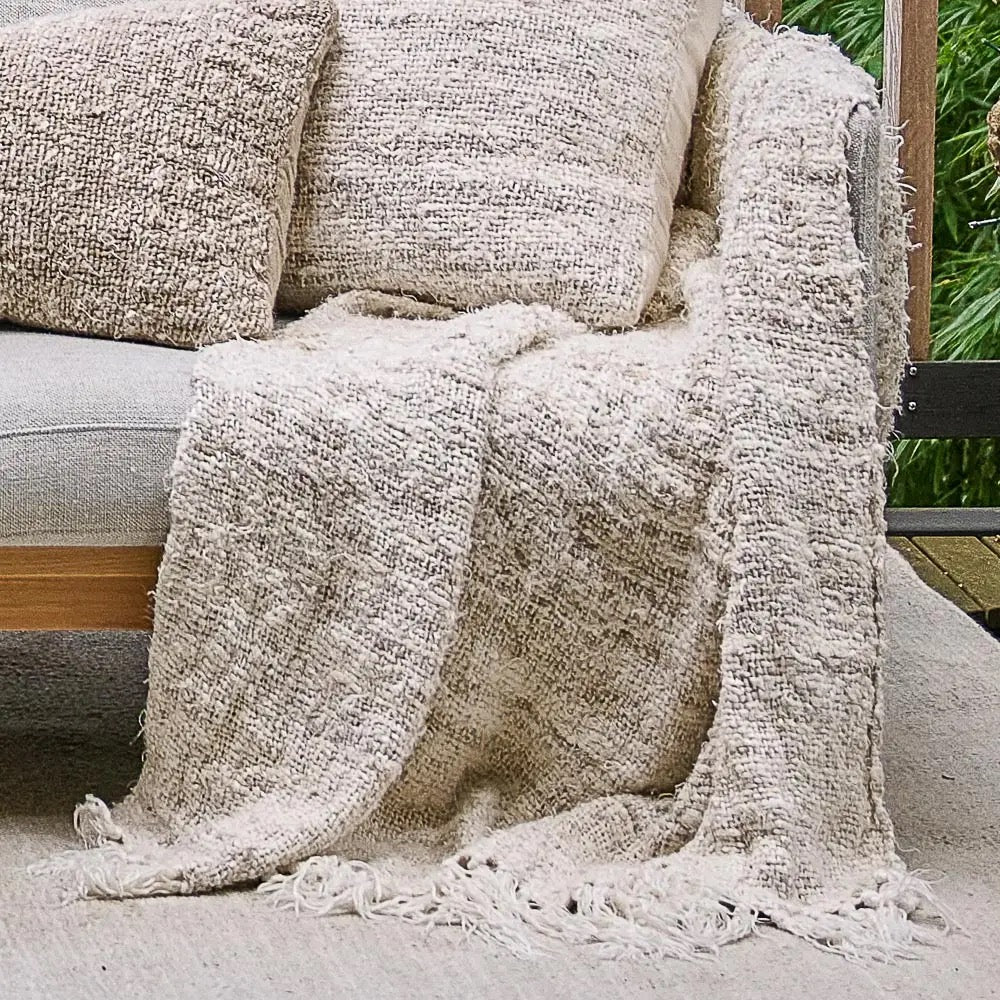 Wabi Throw 100% Recycled Linen - cream