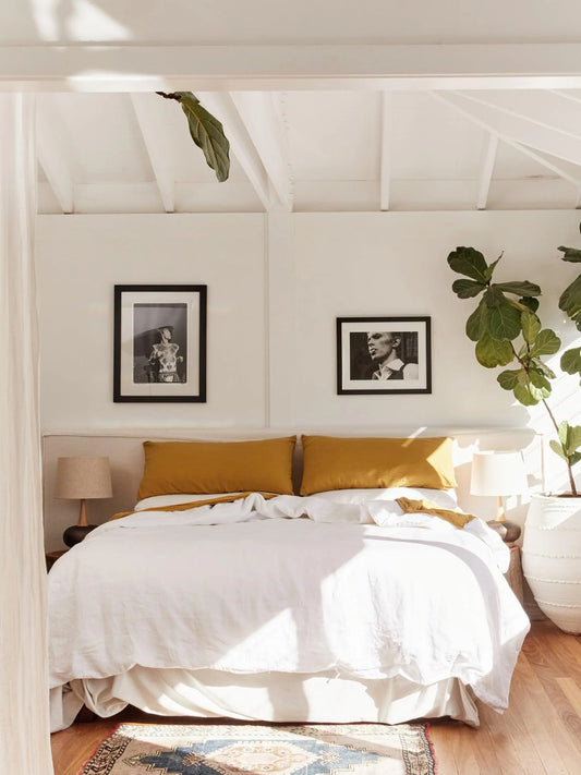 100% Pure French Linen Duvet Cover in White - King Size