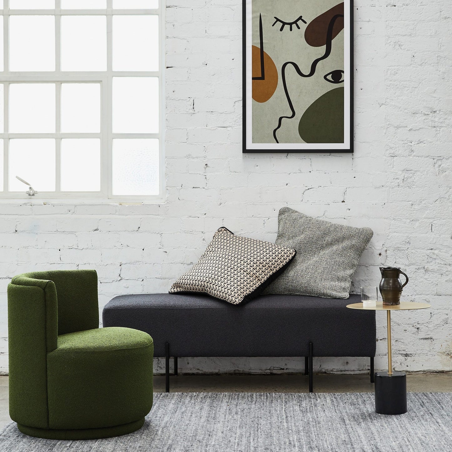 BRAZIL SIDE TABLE – GOLD METAL & BLACK MARBLE