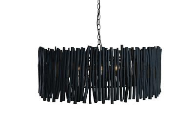 Wood Candle Stick Round Lamp Black