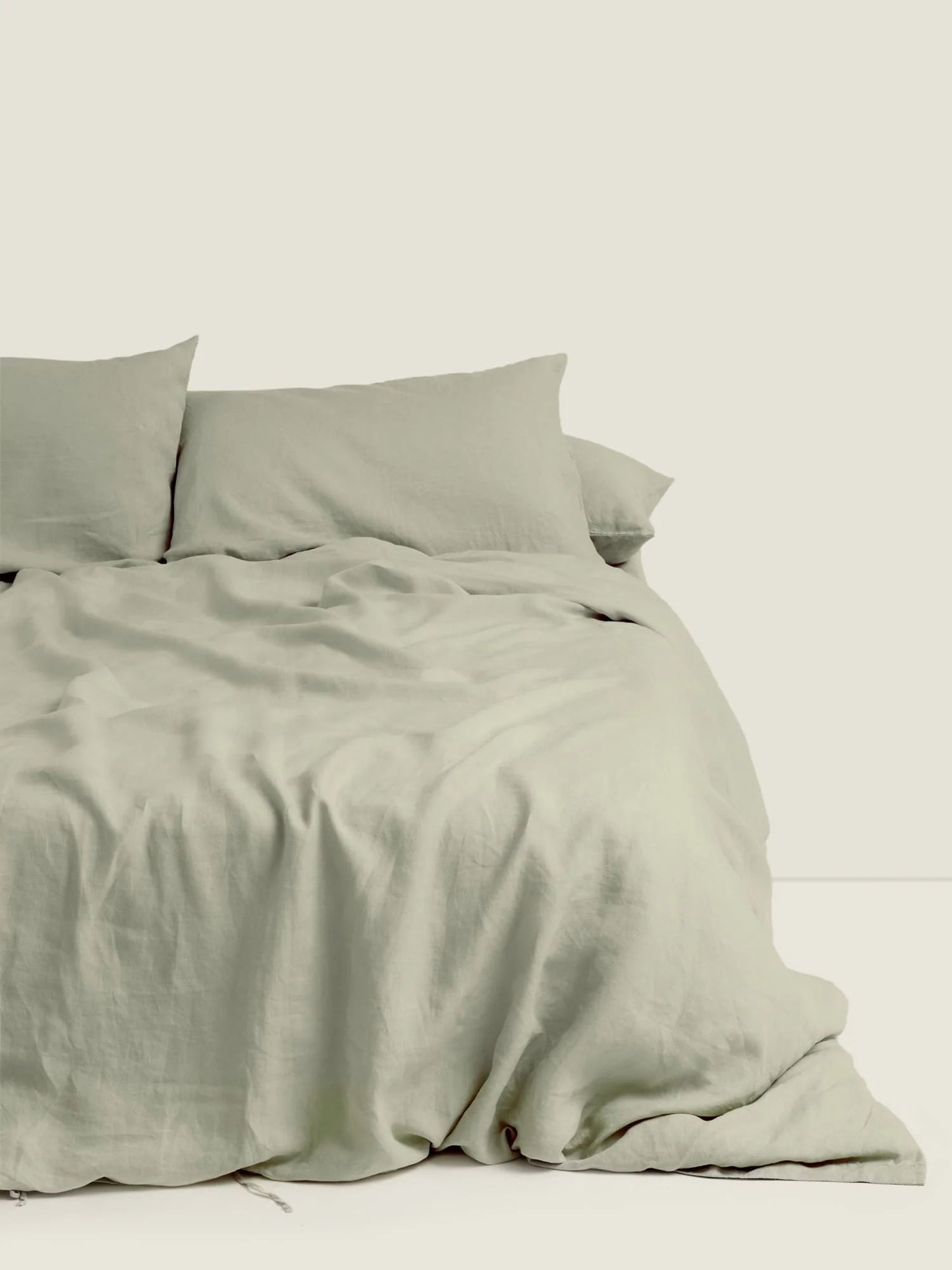 100% Pure French Linen Duvet Cover in Sage - Queen