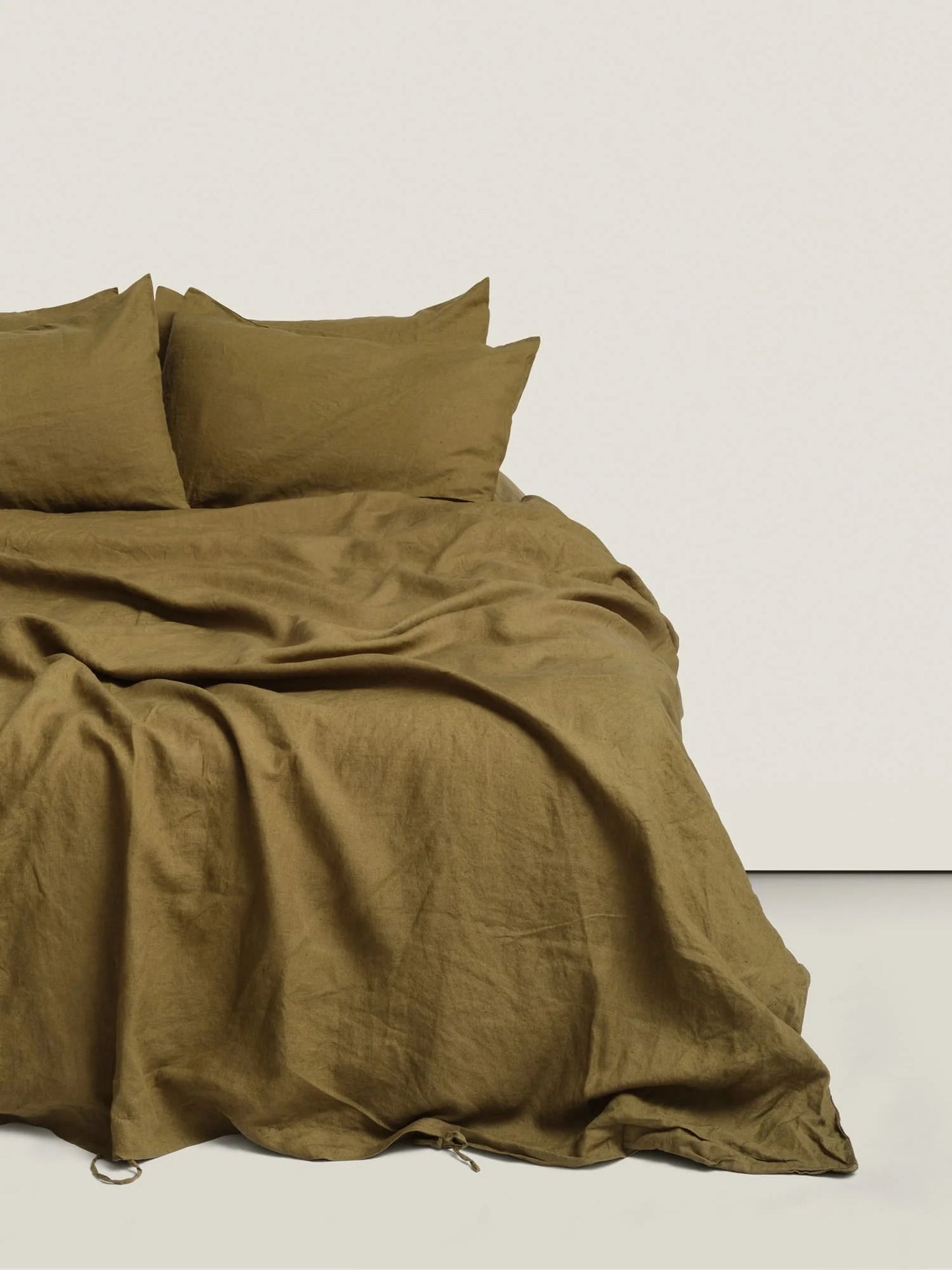 100% Pure French Linen Duvet Cover in Olive - Queen