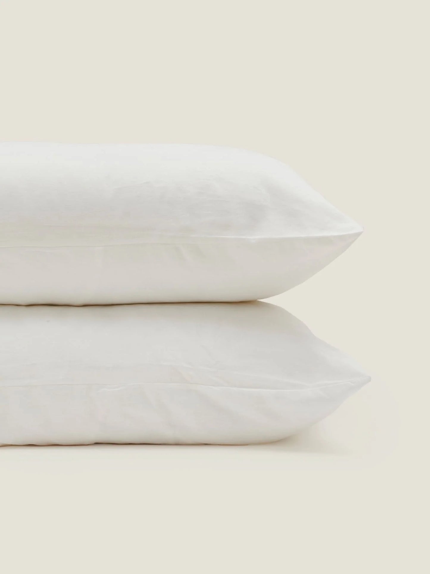 100% Pure French Linen Pillowcase Set of 2 - Cream