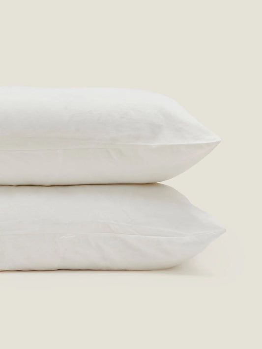 100% Pure French Linen Pillowcase Set of 2 - Cream