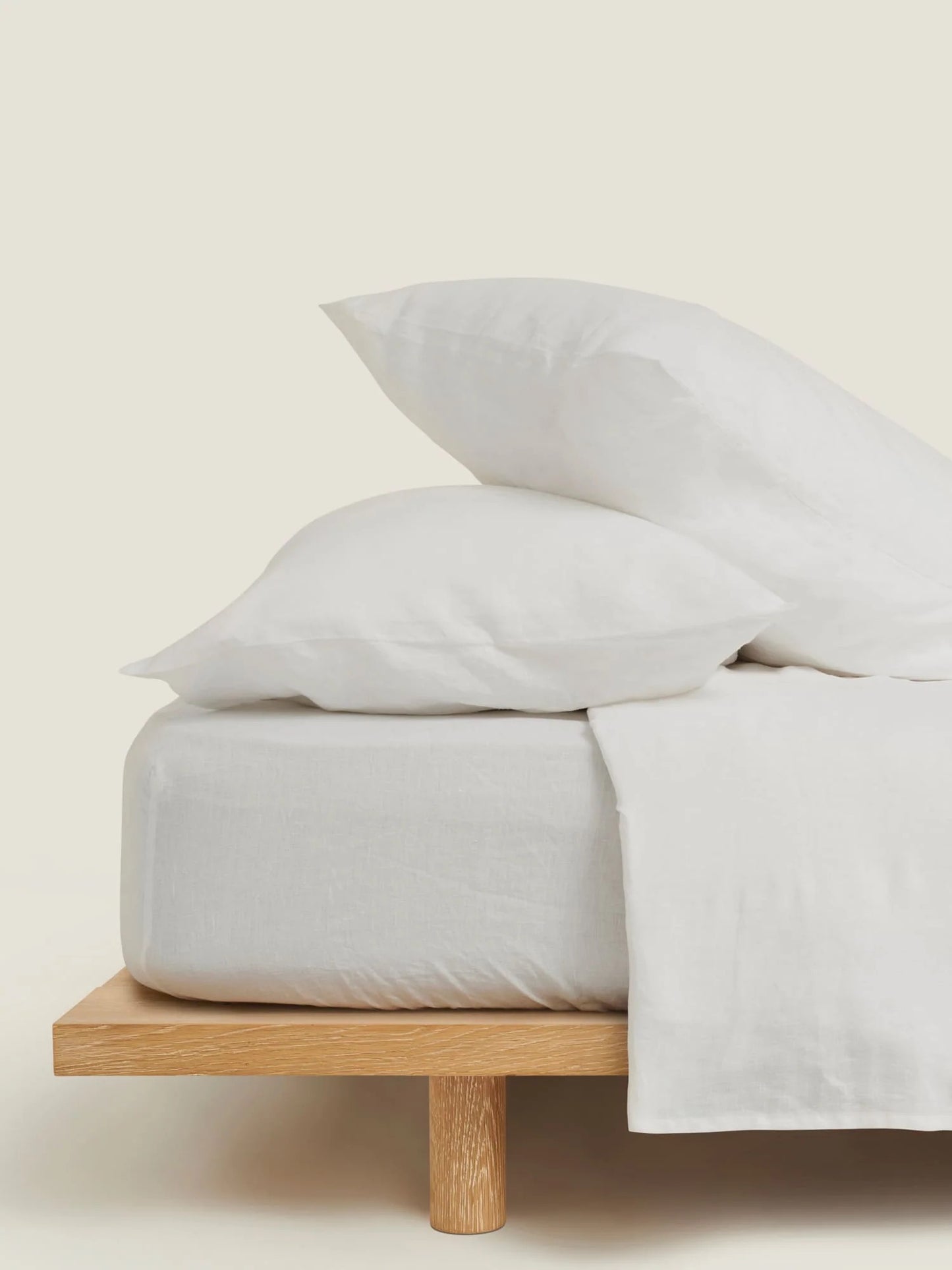 100% Pure French Linen Pillowcase Set of 2 - Cream