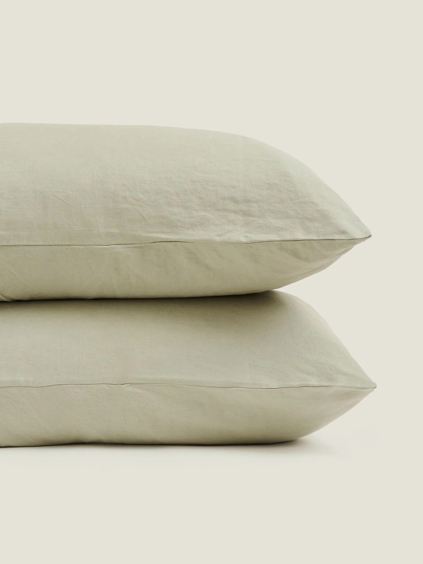 100% Pure French Linen Pillowcase Set of 2 - Sage
