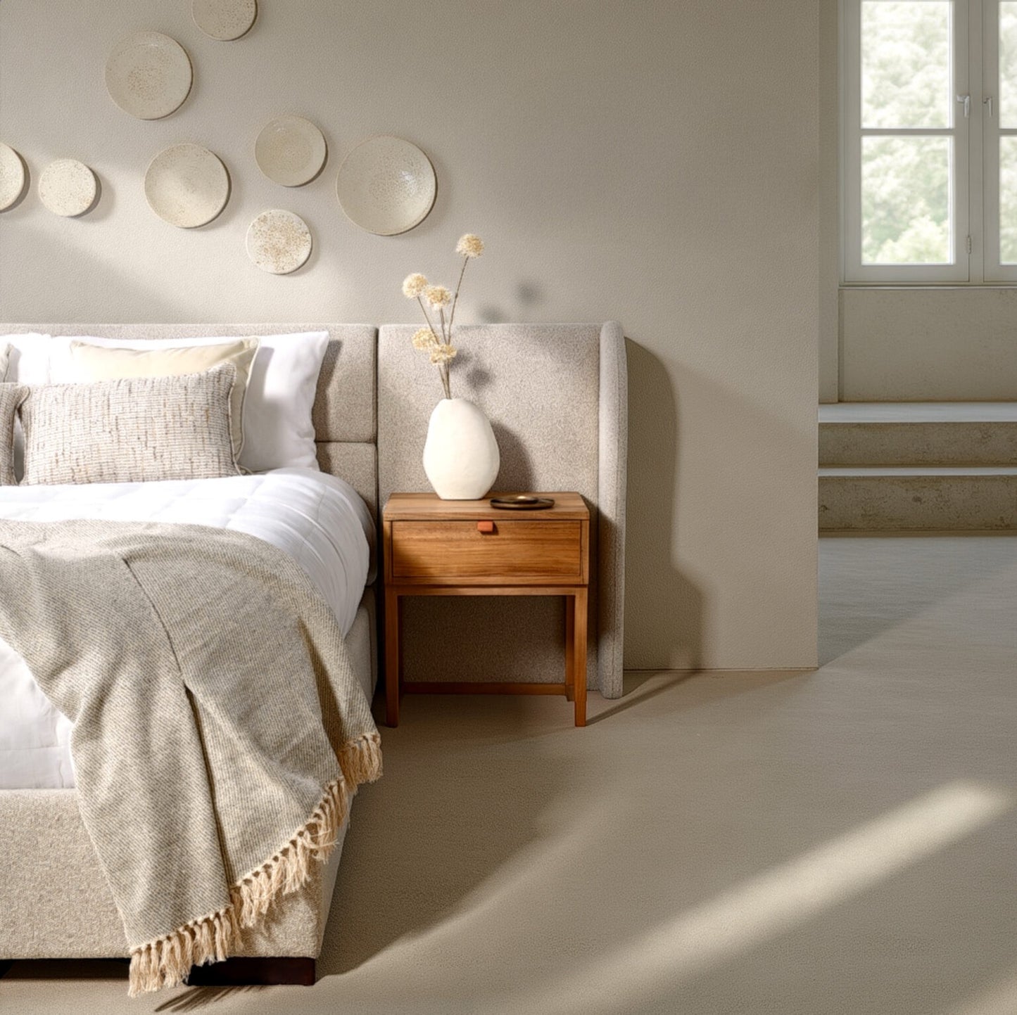 BAXTER – FULL BED WITH WING – OATMEAL - KING