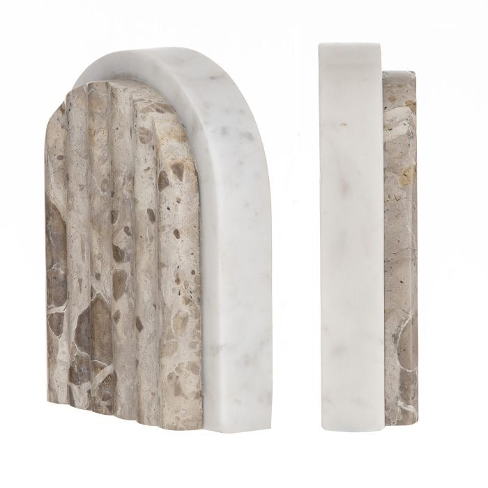 CARPRANI BOOKENDS 2PCS SET WHITE & BEIGE 14X2X18CM