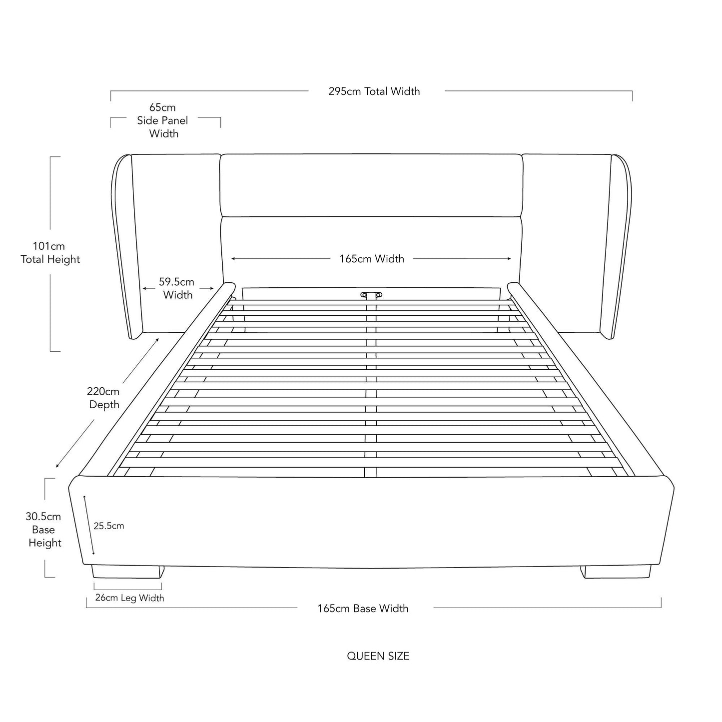 BAXTER – FULL BED WITH WING – OATMEAL - QUEEN