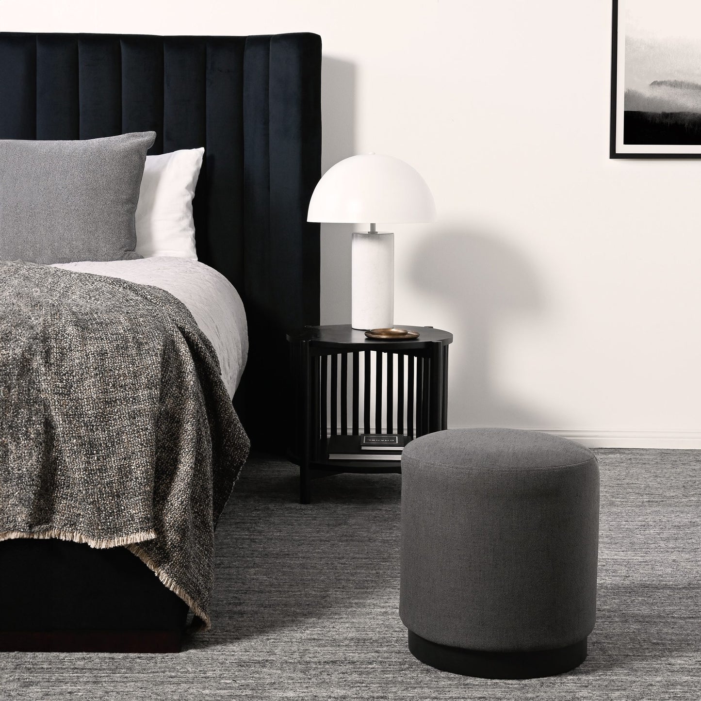 MILA TABLE LAMP – WHITE MARBLE – WHITE SHADE