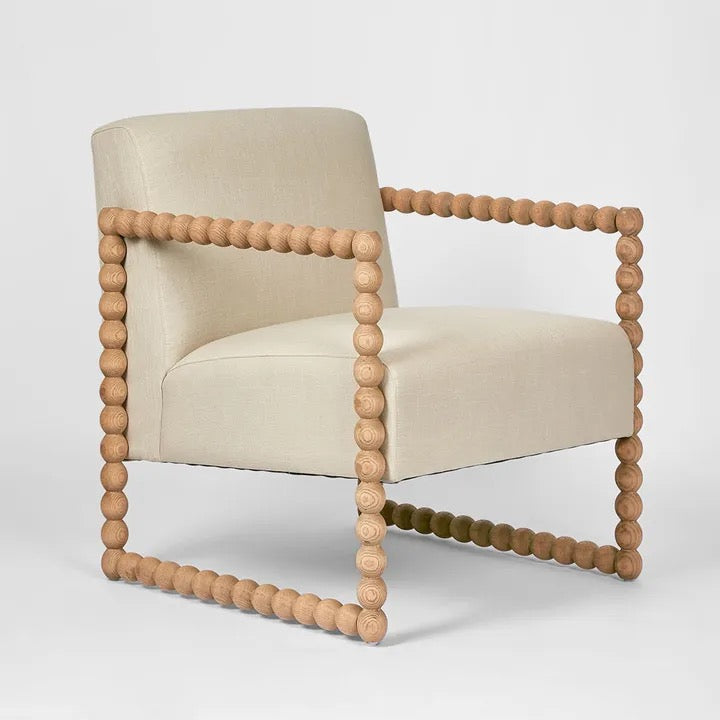 BOBBIN OAK ARMCHAIR NATURAL/LINEN