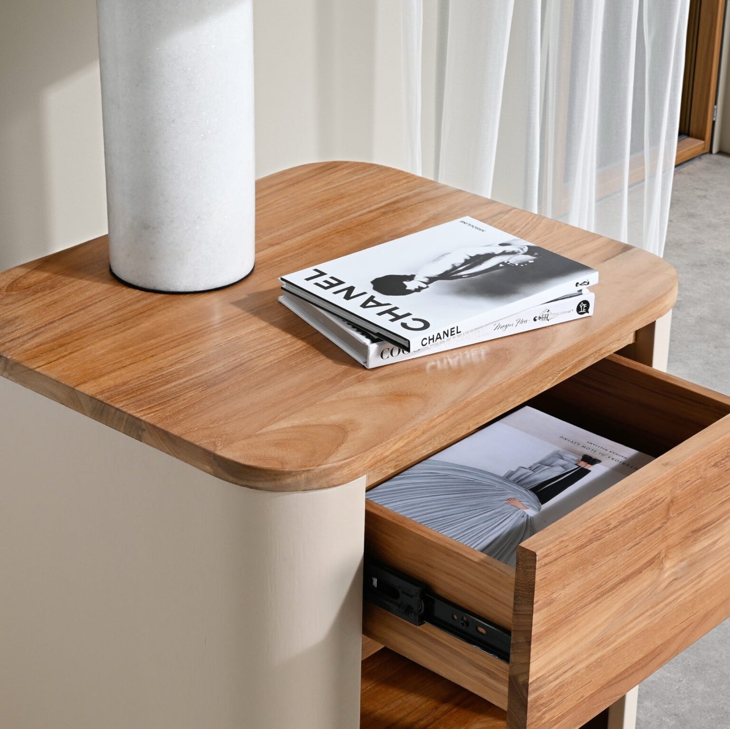 ARUBA – BEDSIDE TABLE WITH DRAWER – TEAK WOOD – NATURAL