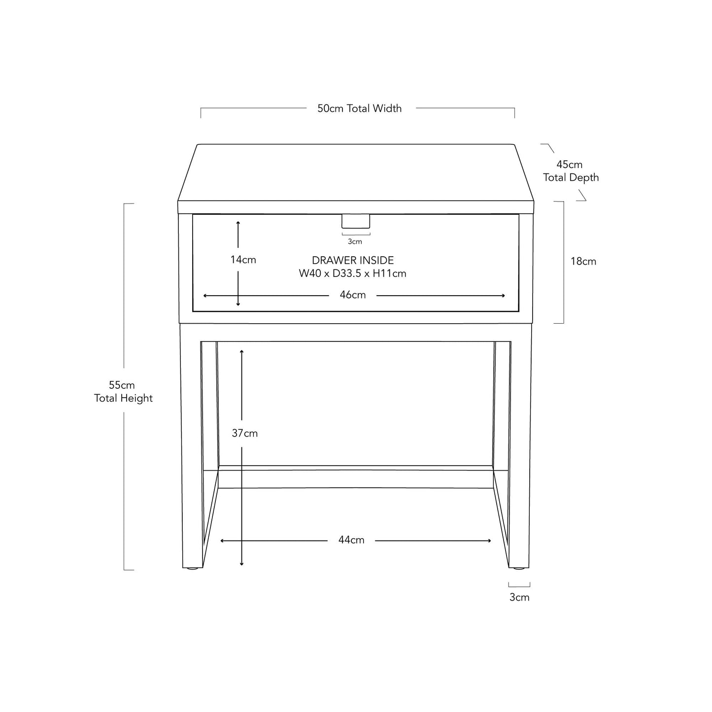ORI – BEDSIDE TABLE WITH DRAWER - WOOD – NATURAL