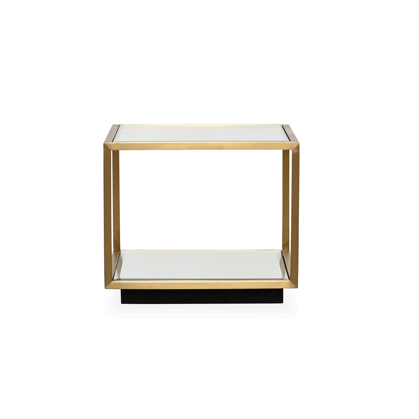 MINA SIDE/COFFEE TABLE – BRUSHED GOLD CLEAR GLASS – TALLER
