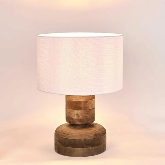 CLEM TIMBER TABLE LAMP WHITE SHADE
