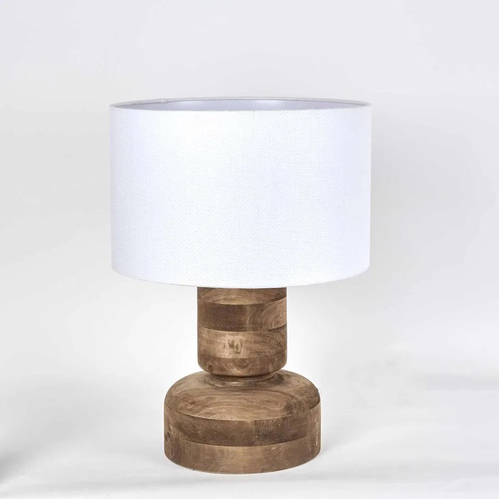 CLEM TIMBER TABLE LAMP WHITE SHADE
