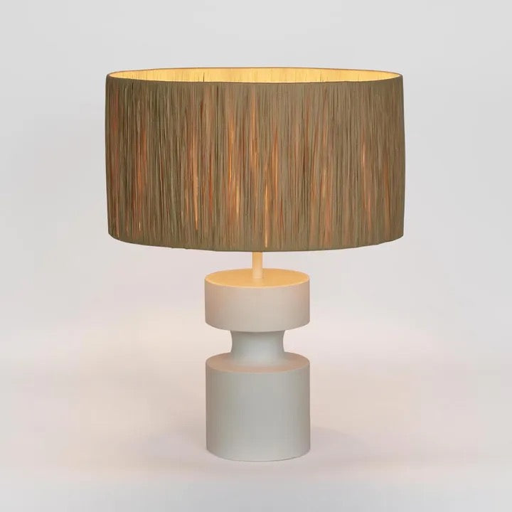 MARNI LAMP SMALL WHITE WITH RAFFIA SHADE