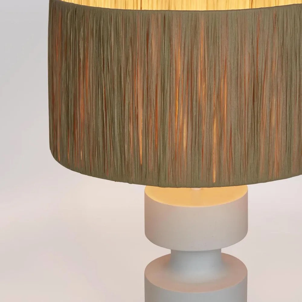 MARNI LAMP SMALL WHITE WITH RAFFIA SHADE