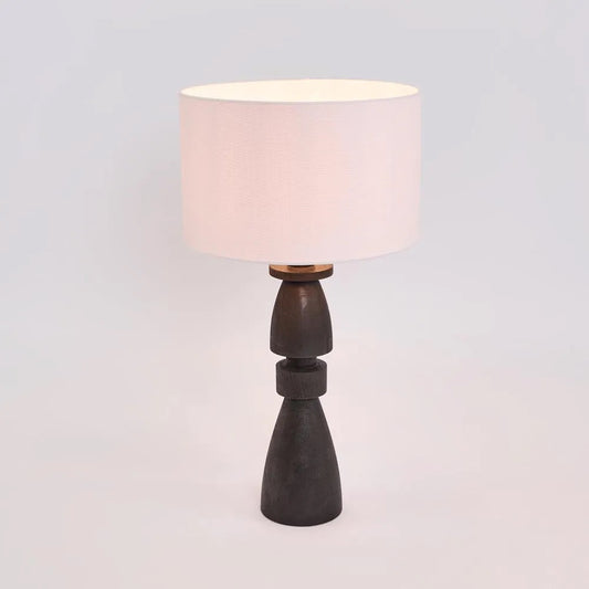 MAGNUS WOOD TABLE LAMP BLACK BASE WITH WHITE SHADE