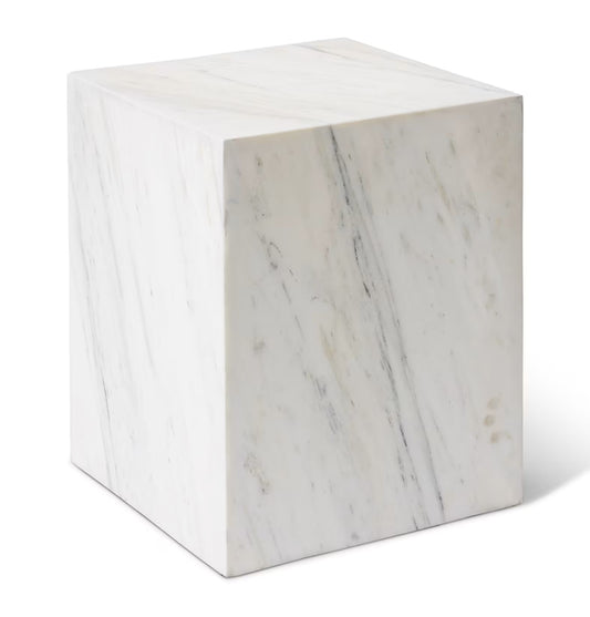Travis Marble Side Table White Marquino - 38 x 38 x 45cm