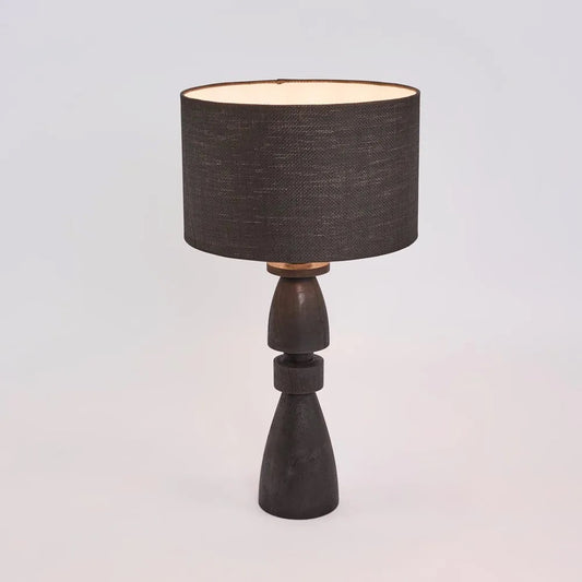 MAGNUS WOOD TABLE LAMP BLACK BASE WITH BLACK SHADE