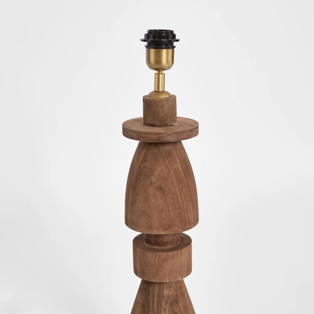 MAGNUS WOOD TABLE LAMP SADDLE BASE WITH WHITE SHADE