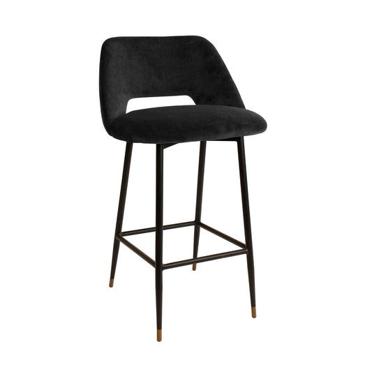 MILAN VELVET BAR STOOL – BLACK