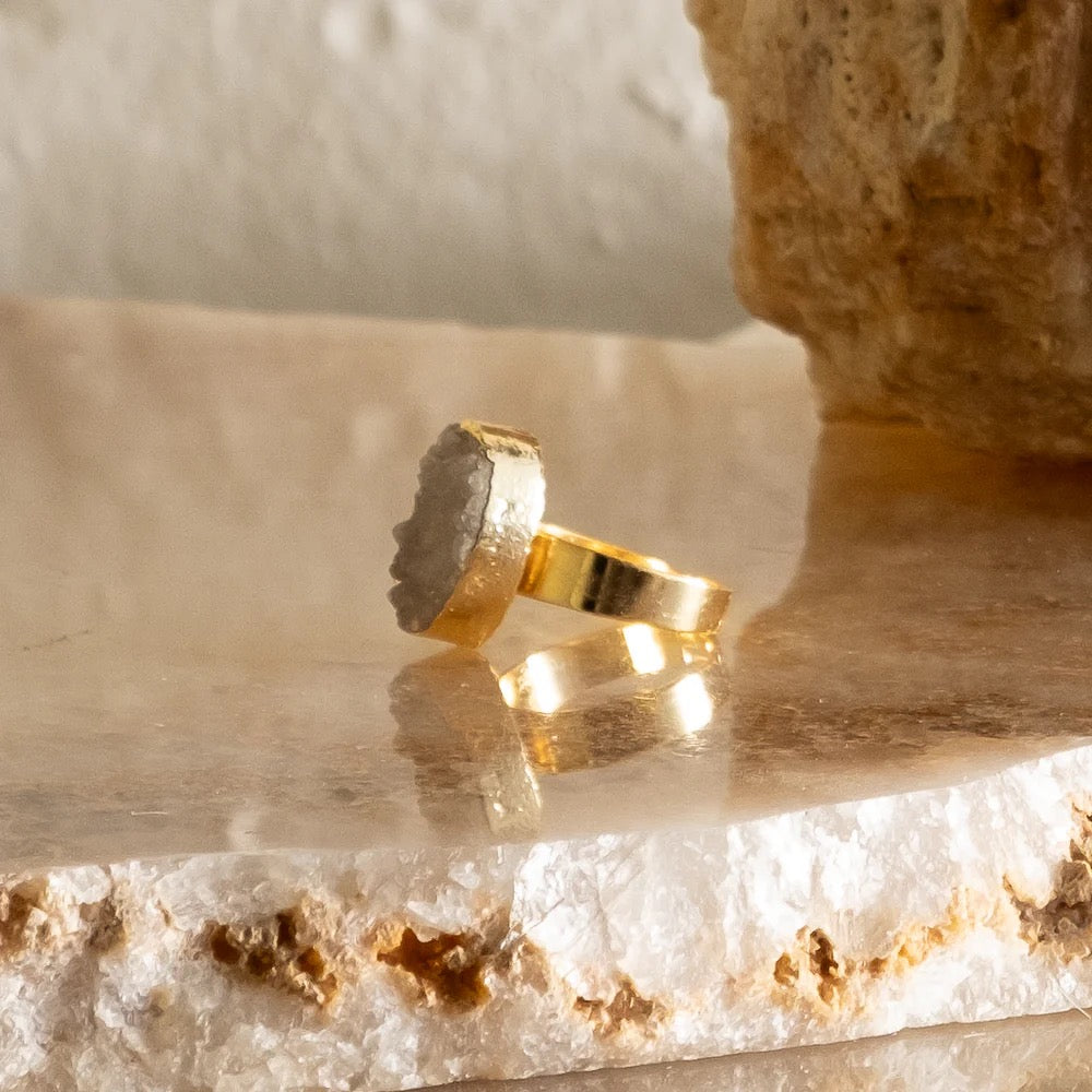 DARRAGH STONE RING - GOLD PLATED