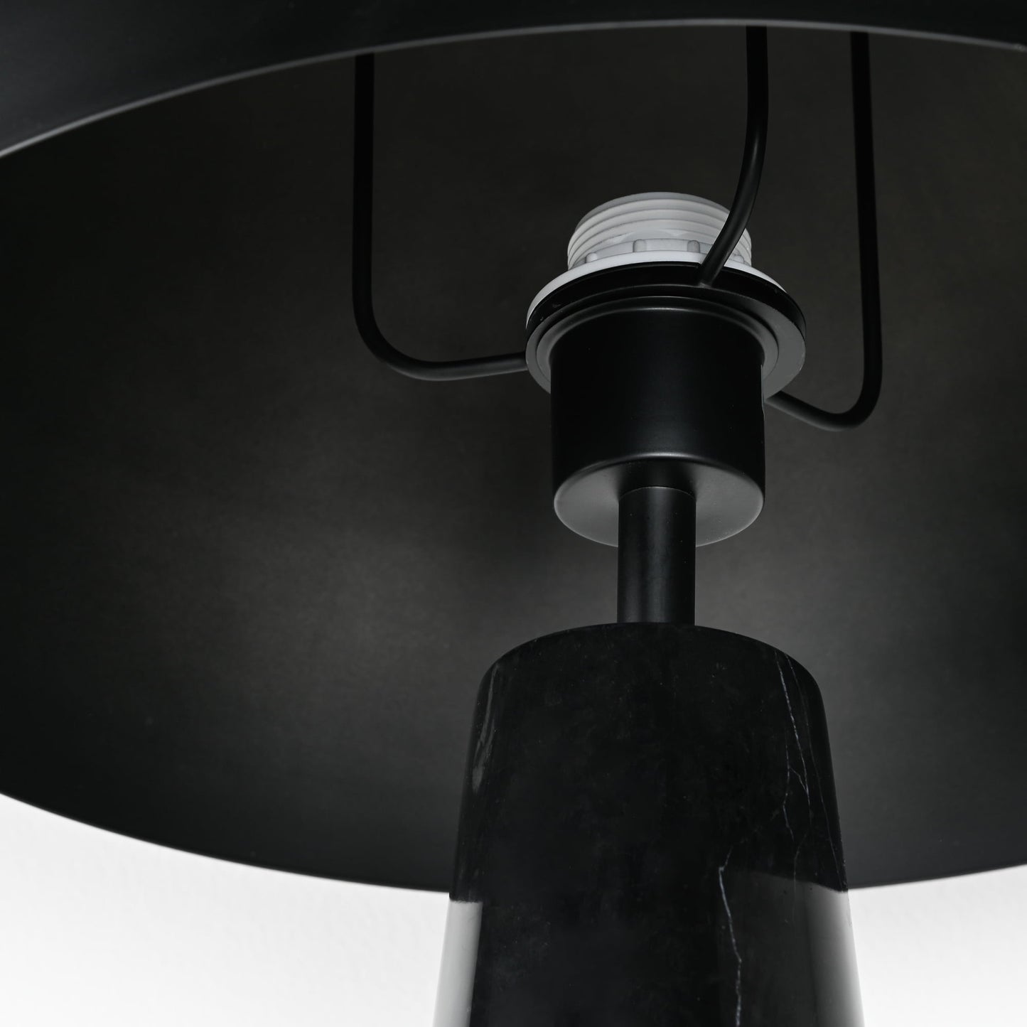 MILA TABLE LAMP – BLACK MARBLE – WHITE SHADE