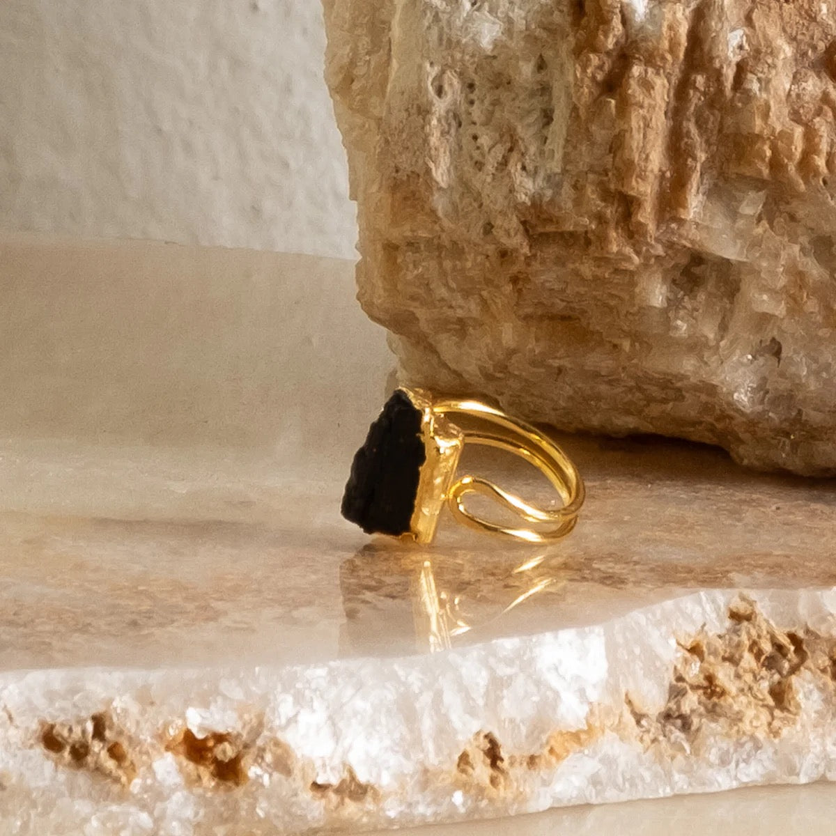 ESME STONE RING - GOLD PLATED