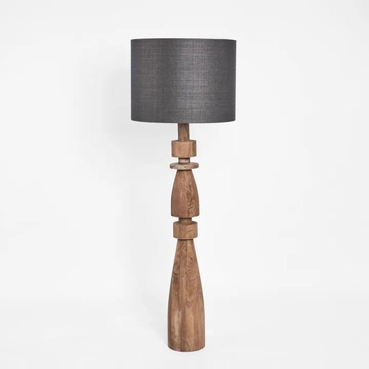 MAGNUS WOOD FLOOR LAMP SADDLE BASE WITH BLACK SHADE