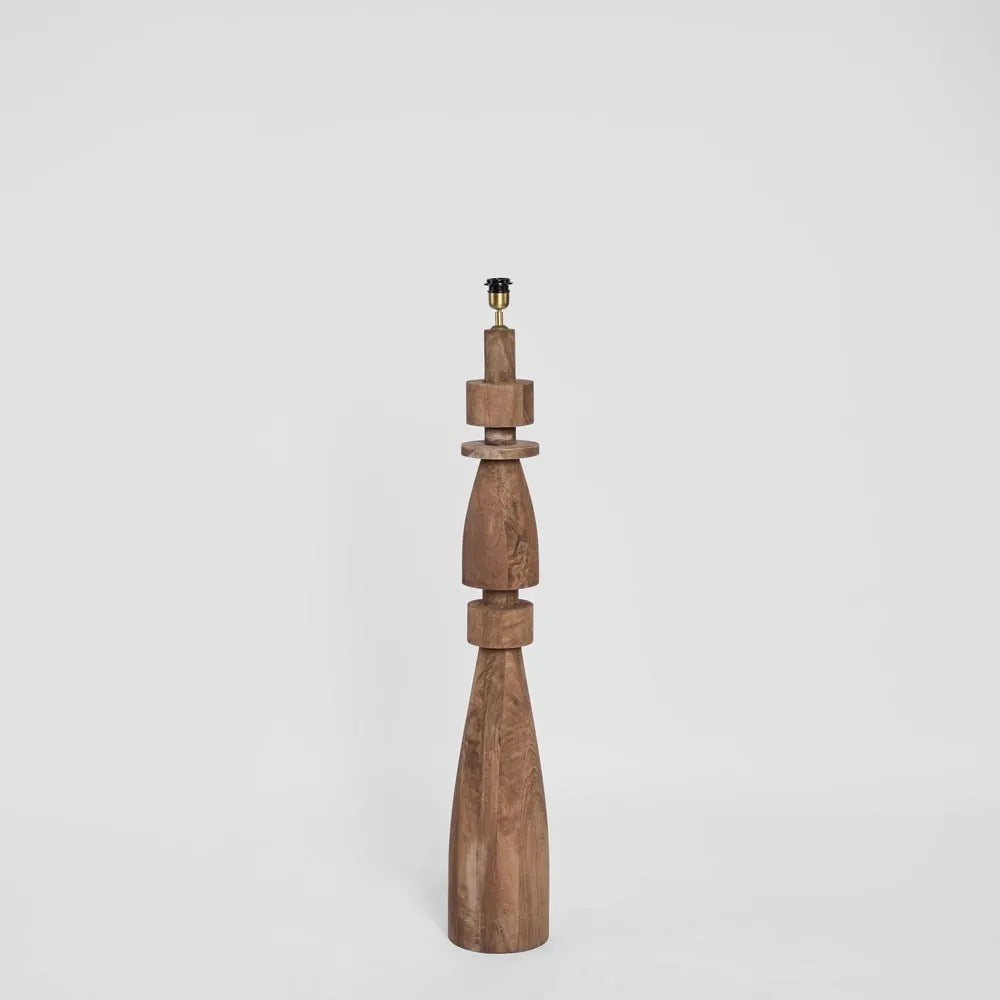 MAGNUS WOOD FLOOR LAMP SADDLE BASE WITH BLACK SHADE