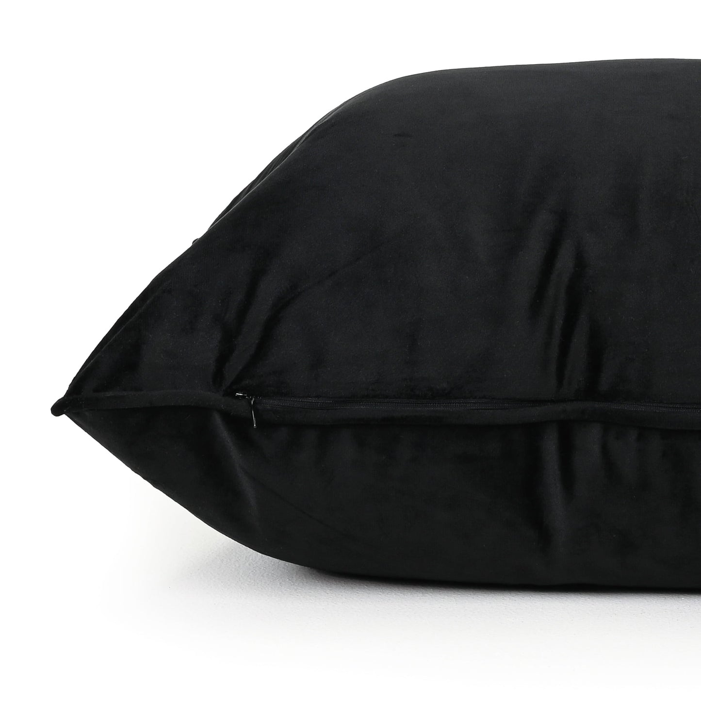 COCO PIPED VELVET CUSHION – BLACK ( SELF PIPING )