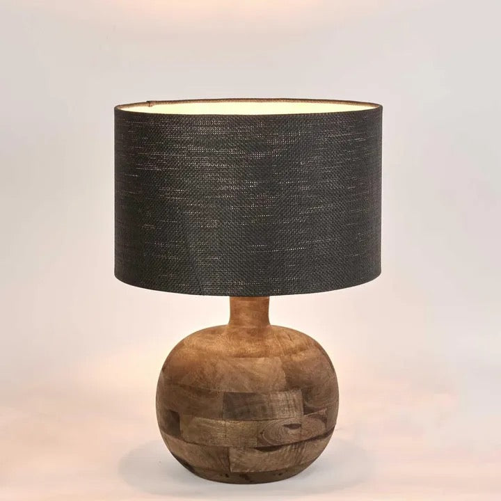 ARUM TIMBER TABLE LAMP BLACK SHADE