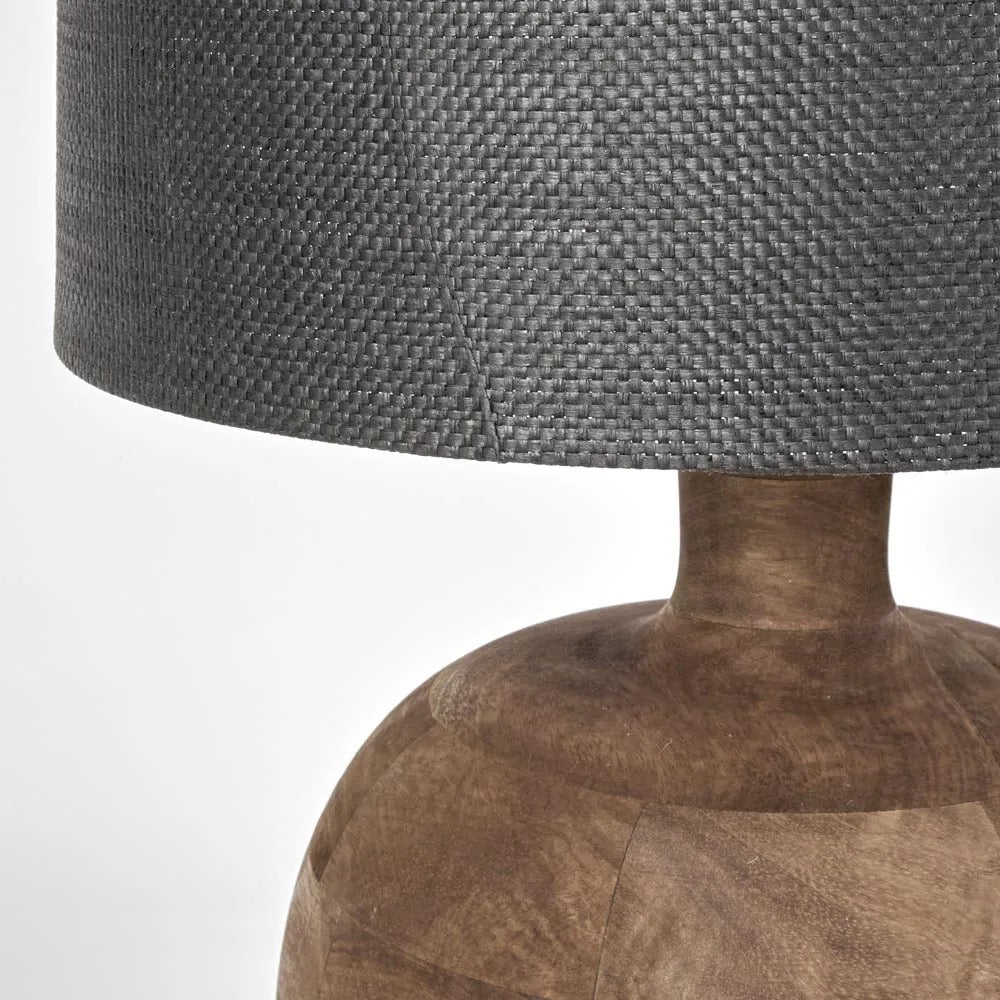 ARUM TIMBER TABLE LAMP BLACK SHADE