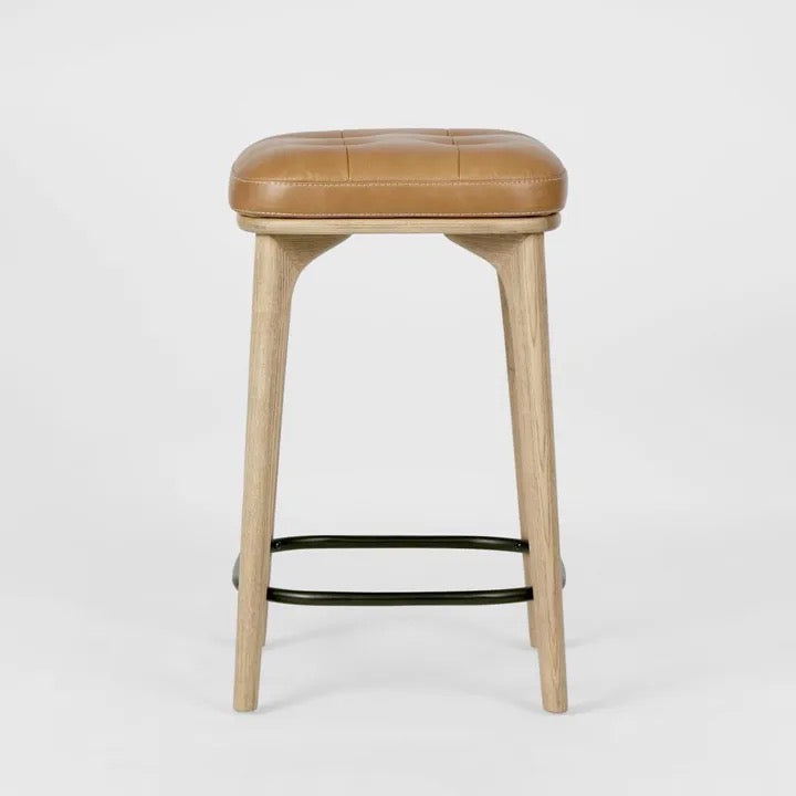 CARLTON LEATHER COUNTER STOOL - TAN