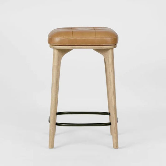 CARLTON LEATHER COUNTER STOOL - TAN