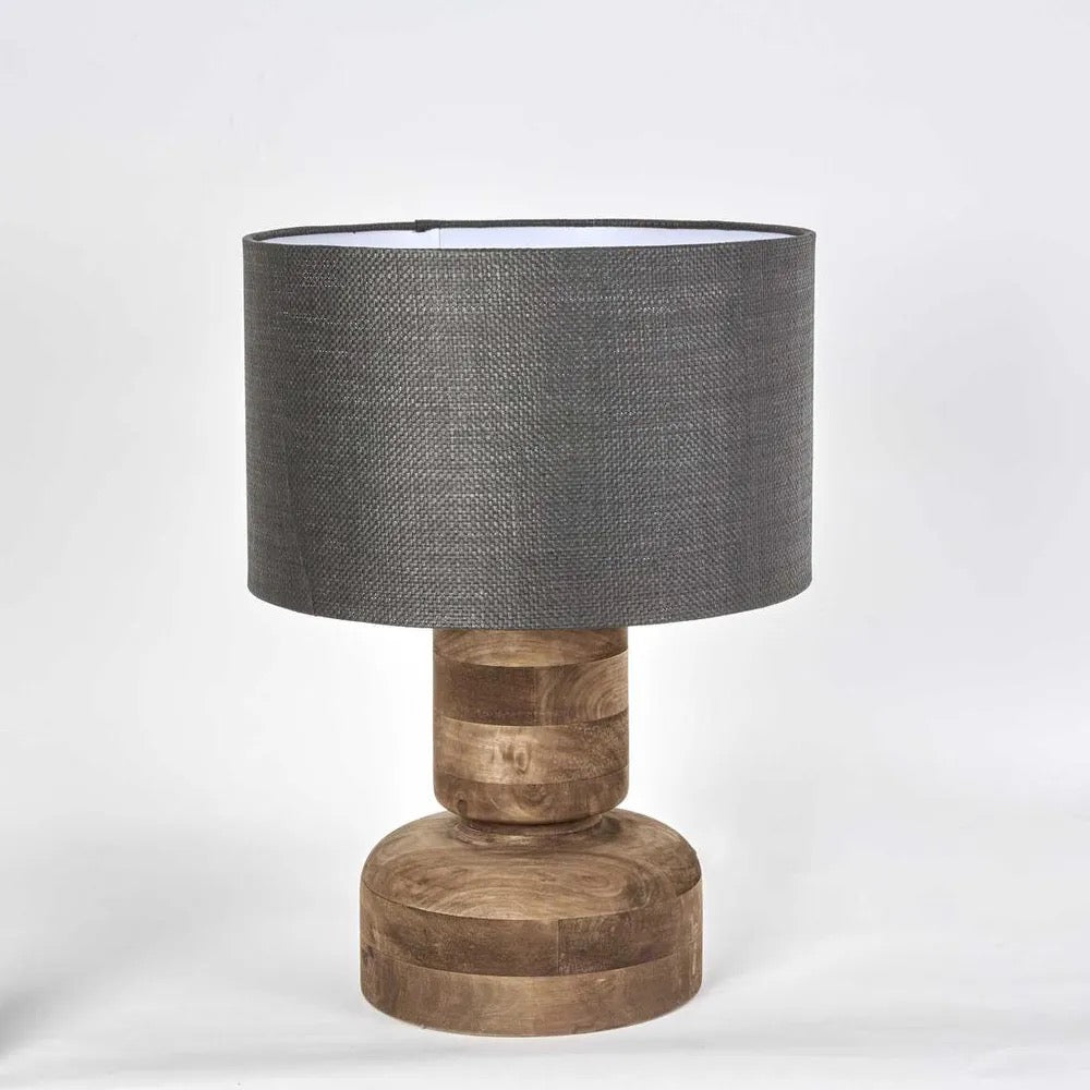 CLEM TIMBER TABLE LAMP BLACK SHADE