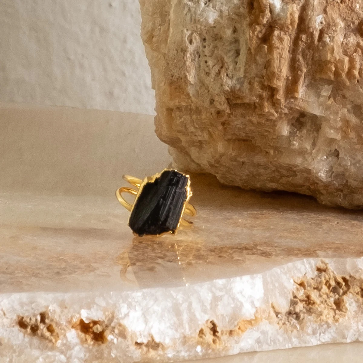 ESME STONE RING - GOLD PLATED