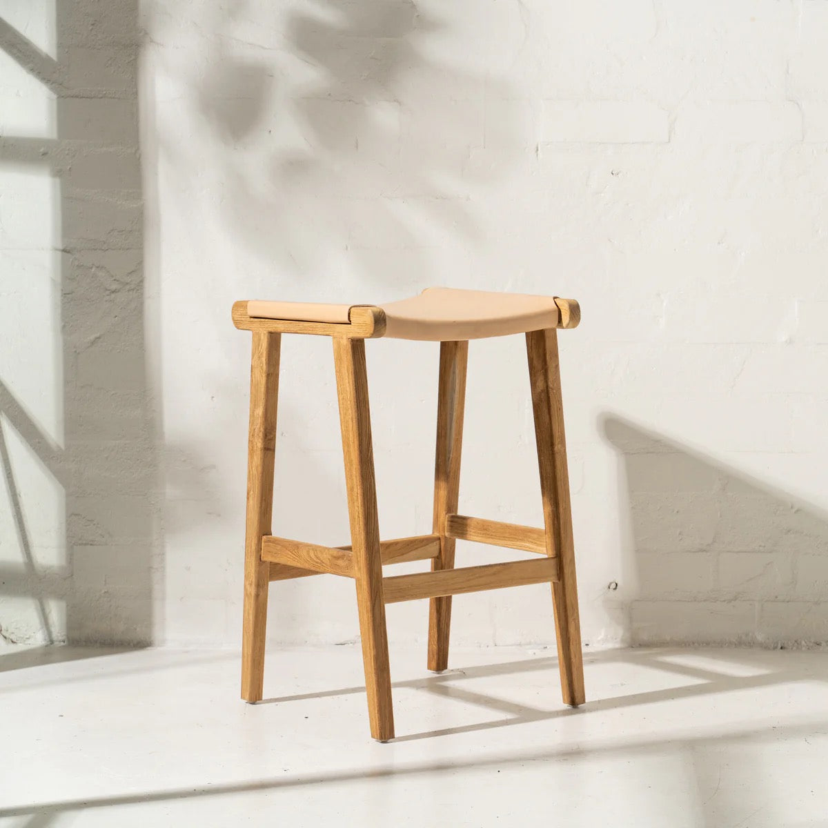 AVEL NATURAL LEATHER BARSTOOL - NATURAL BLUSH