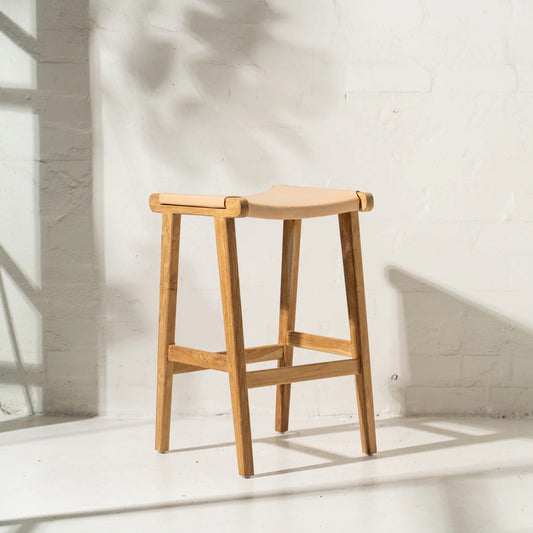 AVEL NATURAL LEATHER BARSTOOL - NATURAL BLUSH