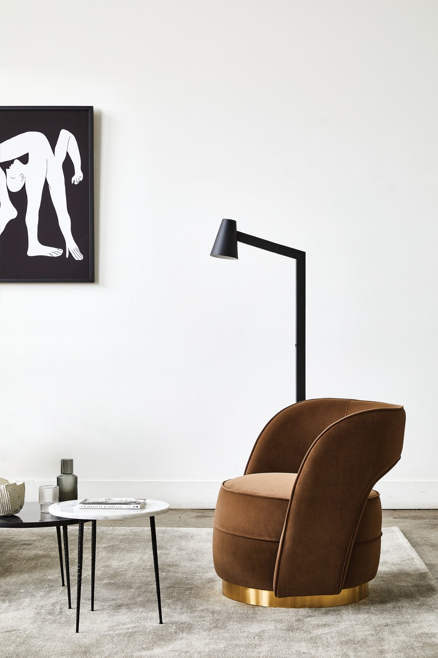 ALBA SIDE TABLE SMALL – BLACK MARBLE BLACK FRAME