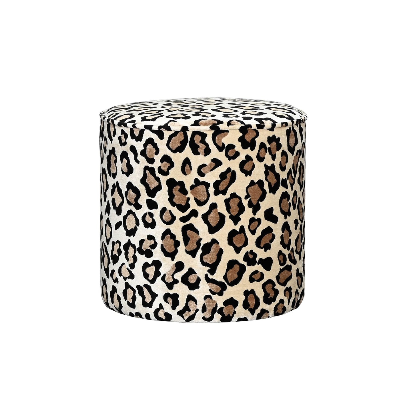 BELAMY PIPED OTTOMAN – LEOPARD – SMALL ROUND