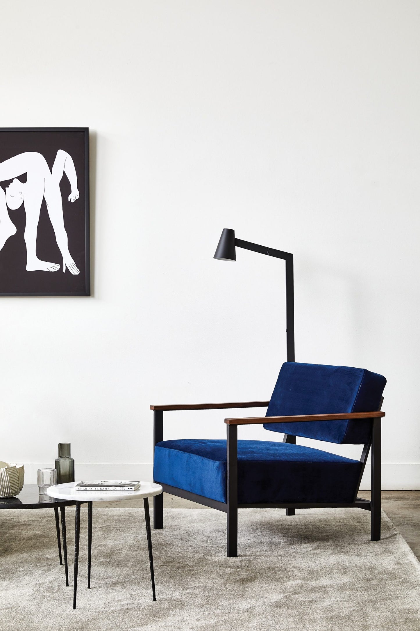 ALBA SIDE TABLE SMALL – BLACK MARBLE BLACK FRAME