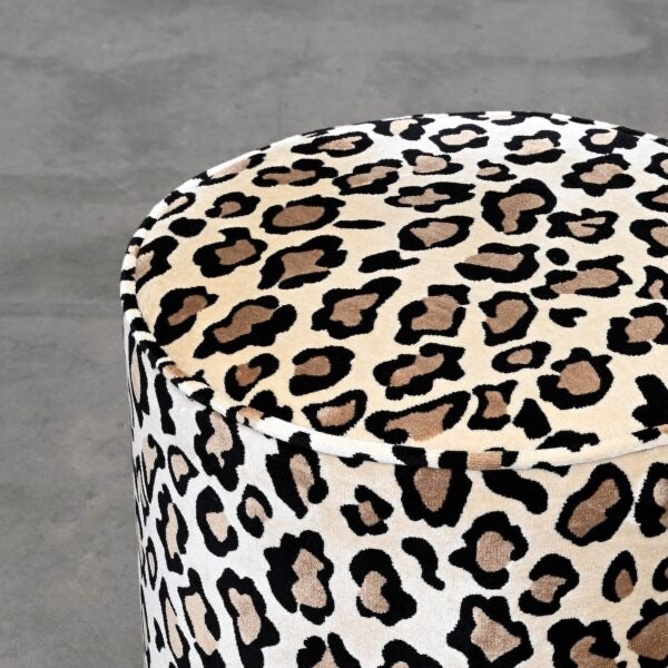 BELAMY PIPED OTTOMAN – LEOPARD – SMALL ROUND