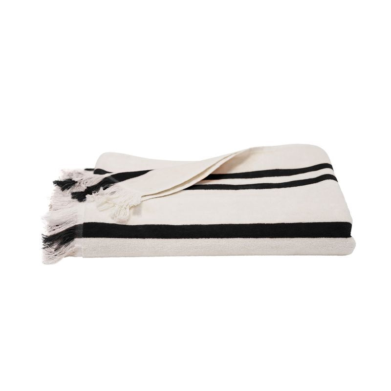 Stripe beach towel - white and black
