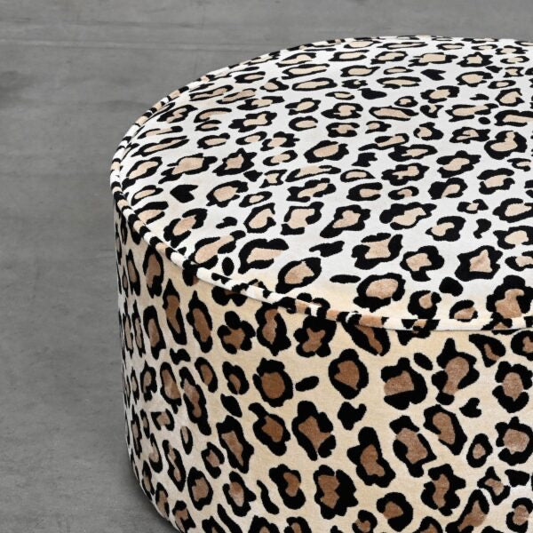 BELAMY PIPED OTTOMAN – LEOPARD – LARGE ROUND