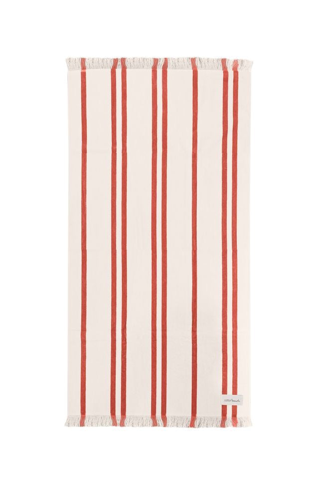 Stripe beach towel - coral and white